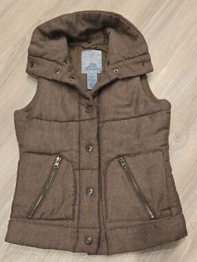 BB Dakota Brown Quilted Hooded Vest